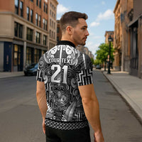 Custom New Zealand Taiaha Maori Zipper Polo Shirt Kiwikiwi Minimalist Silver Fern Tukutuku Motif LT9 - Polynesian Pride