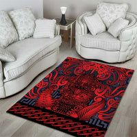 New Zealand Taiaha Maori Area Rug Whero Minimalist Silver Fern Tukutuku Motif LT9 - Polynesian Pride