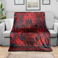New Zealand Taiaha Maori Blanket Whero Minimalist Silver Fern Tukutuku Motif LT9 - Polynesian Pride