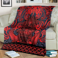 New Zealand Taiaha Maori Blanket Whero Minimalist Silver Fern Tukutuku Motif LT9 - Polynesian Pride