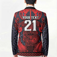 Custom New Zealand Taiaha Maori Blazer Whero Minimalist Silver Fern Tukutuku Motif LT9 - Polynesian Pride