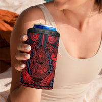 Custom New Zealand Taiaha Maori 4 in 1 Can Cooler Tumbler Whero Minimalist Silver Fern Tukutuku Motif LT9 - Polynesian Pride