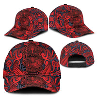 New Zealand Taiaha Maori Classic Cap Whero Minimalist Silver Fern Tukutuku Motif LT9 - Polynesian Pride