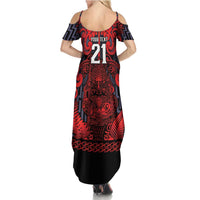 Custom New Zealand Taiaha Maori Family Matching Summer Maxi Dress and Hawaiian Shirt Whero Minimalist Silver Fern Tukutuku Motif LT9 - Polynesian Pride