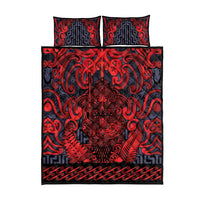 New Zealand Taiaha Maori Quilt Bed Set Whero Minimalist Silver Fern Tukutuku Motif LT9 - Polynesian Pride