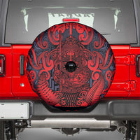 New Zealand Taiaha Maori Spare Tire Cover Whero Minimalist Silver Fern Tukutuku Motif LT9 - Polynesian Pride