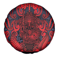 New Zealand Taiaha Maori Spare Tire Cover Whero Minimalist Silver Fern Tukutuku Motif LT9 - Polynesian Pride