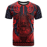 Custom New Zealand Taiaha Maori T Shirt Whero Minimalist Silver Fern Tukutuku Motif LT9 Red - Polynesian Pride