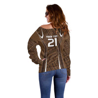 Custom Oceania Football Bula Fiji Off Shoulder Sweater Polynesian Tribal Pattern