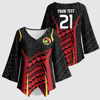 Custom Oceania Football Papua New Guinea Kimono Sleeve Blouse Polynesian Tribal Pattern
