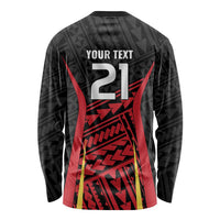 Custom Oceania Football Papua New Guinea Long Sleeve Shirt Polynesian Tribal Pattern