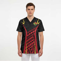 Custom Oceania Football Papua New Guinea Scrub Top Polynesian Tribal Pattern LT9 - Polynesian Pride