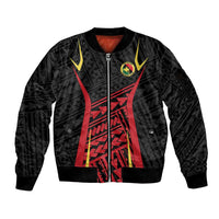 Custom Oceania Football Papua New Guinea Sleeve Zip Bomber Jacket Polynesian Tribal Pattern