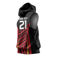 Custom Oceania Football Papua New Guinea Sleeveless Hoodie Polynesian Tribal Pattern