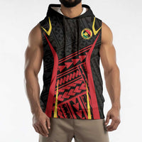 Custom Oceania Football Papua New Guinea Sleeveless Hoodie Polynesian Tribal Pattern