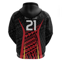 Custom Oceania Football Papua New Guinea Zip Hoodie Polynesian Tribal Pattern