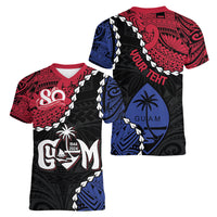 Personalized Guam 80th Anniversary Liberation Day Women V-Neck T-Shirt Tano I Man Chamoru Since 1944