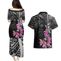 Guahan Puti Tai Nobiu Couples Matching Puletasi and Hawaiian Shirt Guam Bougainvillea Flower Art LT9 - Polynesian Pride