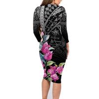 Guahan Puti Tai Nobiu Family Matching Long Sleeve Bodycon Dress and Hawaiian Shirt Guam Bougainvillea Flower Art LT9 - Polynesian Pride