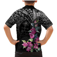 Guahan Puti Tai Nobiu Family Matching Mermaid Dress and Hawaiian Shirt Guam Bougainvillea Flower Art