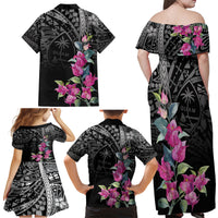 Guahan Puti Tai Nobiu Family Matching Off Shoulder Maxi Dress and Hawaiian Shirt Guam Bougainvillea Flower Art LT9 - Polynesian Pride