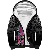 Guahan Puti Tai Nobiu Sherpa Hoodie Guam Bougainvillea Flower Art LT9 Unisex Black - Polynesian Pride