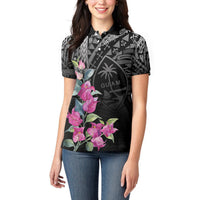 Guahan Puti Tai Nobiu Women Polo Shirt Guam Bougainvillea Flower Art LT9 - Polynesian Pride
