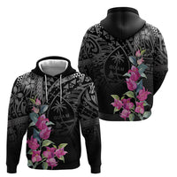 Guahan Puti Tai Nobiu Zip Hoodie Guam Bougainvillea Flower Art