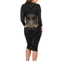 Personalized Haiti First Black Republic Family Matching Long Sleeve Bodycon Dress and Hawaiian Shirt Negre Marron With Map And Flag LT9 - Polynesian Pride