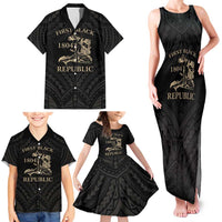 Personalized Haiti First Black Republic Family Matching Tank Maxi Dress and Hawaiian Shirt Negre Marron With Map And Flag LT9 - Polynesian Pride