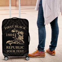 Personalized Haiti First Black Republic Luggage Cover Negre Marron With Map And Flag