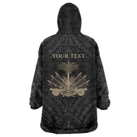 Personalized Haiti First Black Republic Wearable Blanket Hoodie Negre Marron With Map And Flag