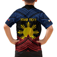 Personalized Philippines Family Matching Off The Shoulder Long Sleeve Dress and Hawaiian Shirt Polynesian Tribal Tattoo with Filipino Flag Motif LT9 - Polynesian Pride
