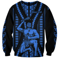 Personalised Aotearoa Father's Day Gift For Dad Sweatshirt Aroha Ahau Ki A Koe Papa - Blue Maori Style Pattern LT9 Unisex Blue - Polynesian Pride