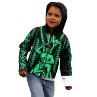 Maori Fathers Day New Zealand Kid Hoodie Aroha Ahau Ki A Koe Papa - Green LT9 - Polynesian Pride