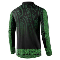 New Zealand Maori Kowhaiwhai Button Sweatshirt Kakariki Maui and Mangopare