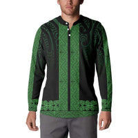 New Zealand Maori Kowhaiwhai Button Sweatshirt Kakariki Maui and Mangopare
