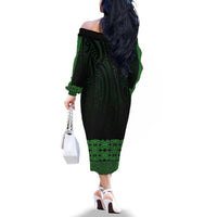New Zealand Maori Kowhaiwhai Family Matching Off The Shoulder Long Sleeve Dress and Hawaiian Shirt Kakariki Maui and Mangopare LT9 - Polynesian Pride
