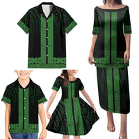 New Zealand Maori Kowhaiwhai Family Matching Puletasi and Hawaiian Shirt Kakariki Maui and Mangopare LT9 - Polynesian Pride