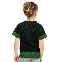 New Zealand Maori Kowhaiwhai Kid T Shirt Kakariki Maui and Mangopare LT9 - Polynesian Pride