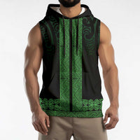 New Zealand Maori Kowhaiwhai Sleeveless Hoodie Kakariki Maui and Mangopare LT9 - Polynesian Pride