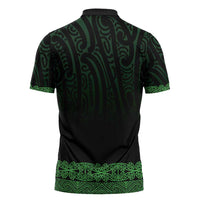 New Zealand Maori Kowhaiwhai Zipper Polo Shirt Kakariki Maui and Mangopare LT9 - Polynesian Pride