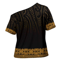 New Zealand Maori Kowhaiwhai Cross Shoulder Shirt Karaka Maui and Mangopare LT9 - Polynesian Pride