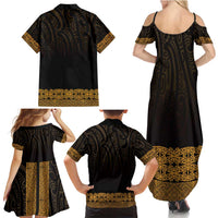 New Zealand Maori Kowhaiwhai Family Matching Summer Maxi Dress and Hawaiian Shirt Karaka Maui and Mangopare LT9 - Polynesian Pride