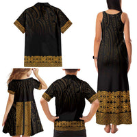 New Zealand Maori Kowhaiwhai Family Matching Tank Maxi Dress and Hawaiian Shirt Karaka Maui and Mangopare LT9 - Polynesian Pride
