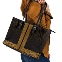 New Zealand Maori Kowhaiwhai Leather Tote Bag Karaka Maui and Mangopare