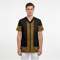 New Zealand Maori Kowhaiwhai Scrub Top Karaka Maui and Mangopare - Polynesian Pride