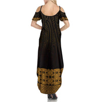 New Zealand Maori Kowhaiwhai Summer Maxi Dress Karaka Maui and Mangopare LT9 - Polynesian Pride