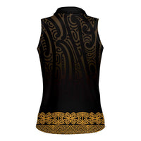 New Zealand Maori Kowhaiwhai Women Sleeveless Polo Shirt Karaka Maui and Mangopare