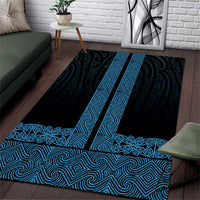 New Zealand Maori Kowhaiwhai Area Rug Kikorangi Maui and Mangopare LT9 Blue - Polynesian Pride